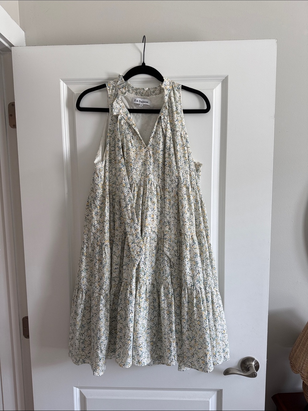 En Saison Floral Sundress in Cream and Blue